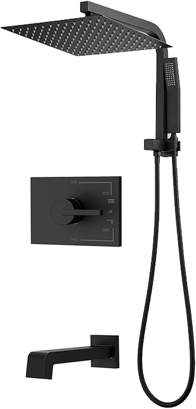 shower system with tub spout and 12 Inch Rain Shower Heads with Handheld Spray by SOOOHOT