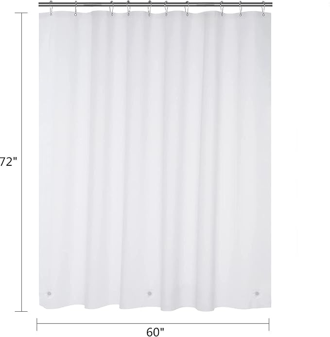 White Stall Shower Curtain Liner 60 x 72 inch Plastic Shower Liner Washable - Image 6