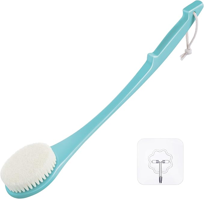 Body Back Scrubber – 17'' Long Handle Shower Brush, Durable Exfoliator by VANZAVANZU