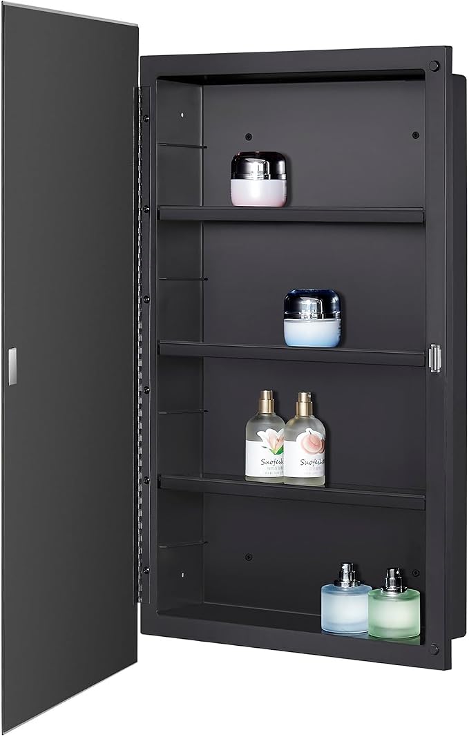 Black Plastic Medicine Mirror Cabinet - Image 8