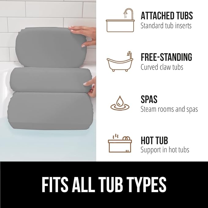 GORILLA GRIP Bath Pillow for Tub, Improved Suction Cups, Luxury Bathtub Pillows - Image 6