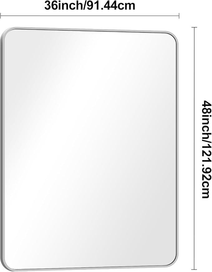 Silver Bathroom Mirror, 36x48 inch Wall Mirror - Image 7