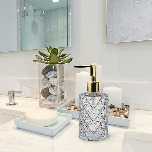 Crystal Glass Soap Dispenser, 330ml/11oz. Clear Glass Lotion Soap Dispenser - Image 6