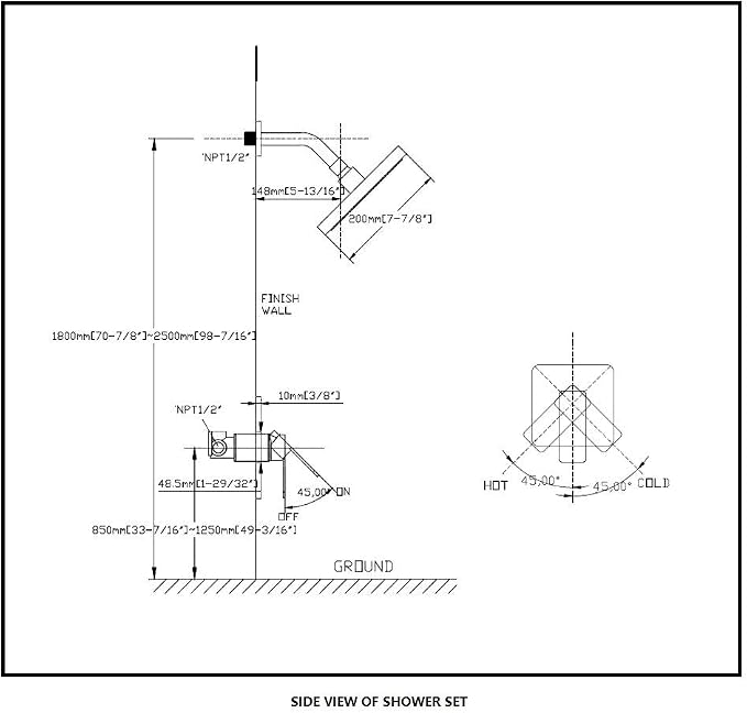 POP SANITARYWARE Matte Black Shower Faucet Set, Bathroom Rainfall Shower System - Image 8