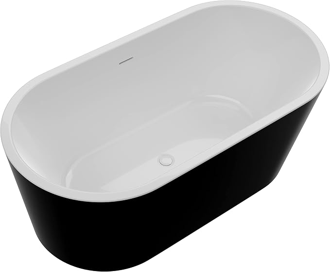 ANZZI 55 Inch Acrylic Freestanding Bathtub In Glossy White | Chand Pre-plumbed by ANZZI