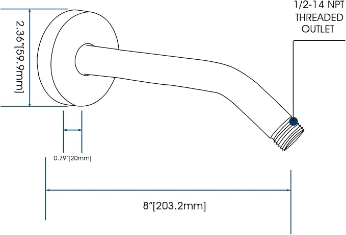 8 Inch Shower Arm with Flange and Stabilizer Bracket, Wall Mounted Shower Pipe - Image 4