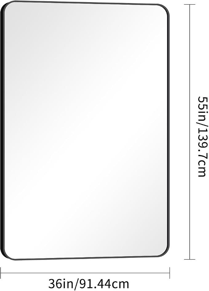 55x36 inch Bathroom Mirror, Wall Mounted Bathroom Frame Vanity Mirror - Image 7