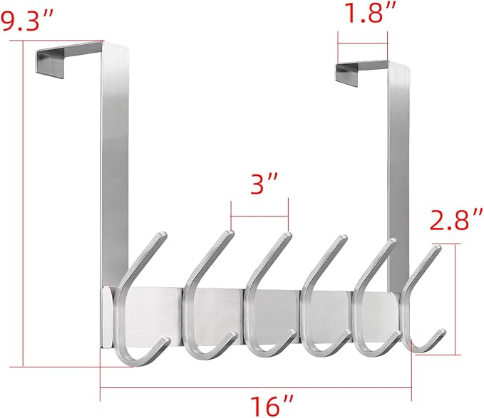 DOKU Over The Door Hooks, Stainless Steel Heavy Duty Over Door Hanger Holder - Image 4