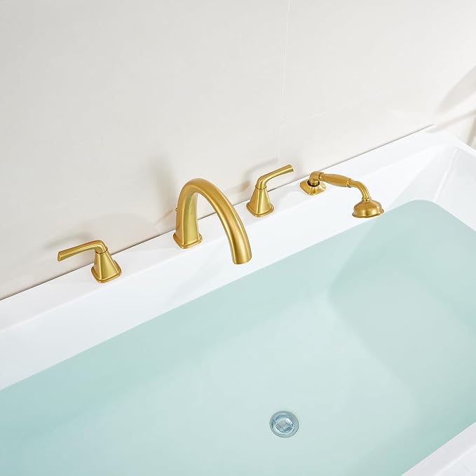Roman Tub Filler Tub Faucet Deck Mount Bathtub Faucets Brass 4 Holes Bathroom by HanallxSanitaryWare