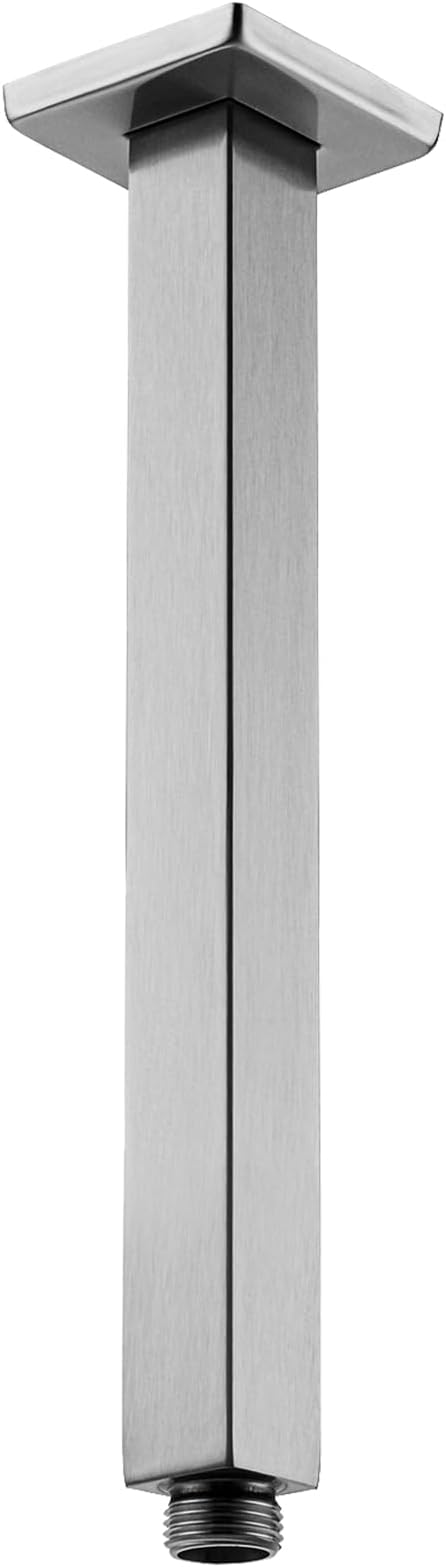BESTILL 10 Inch Brushed Nickel Ceiling Mount Shower Arm and Flange, Square Rain by BESTILL