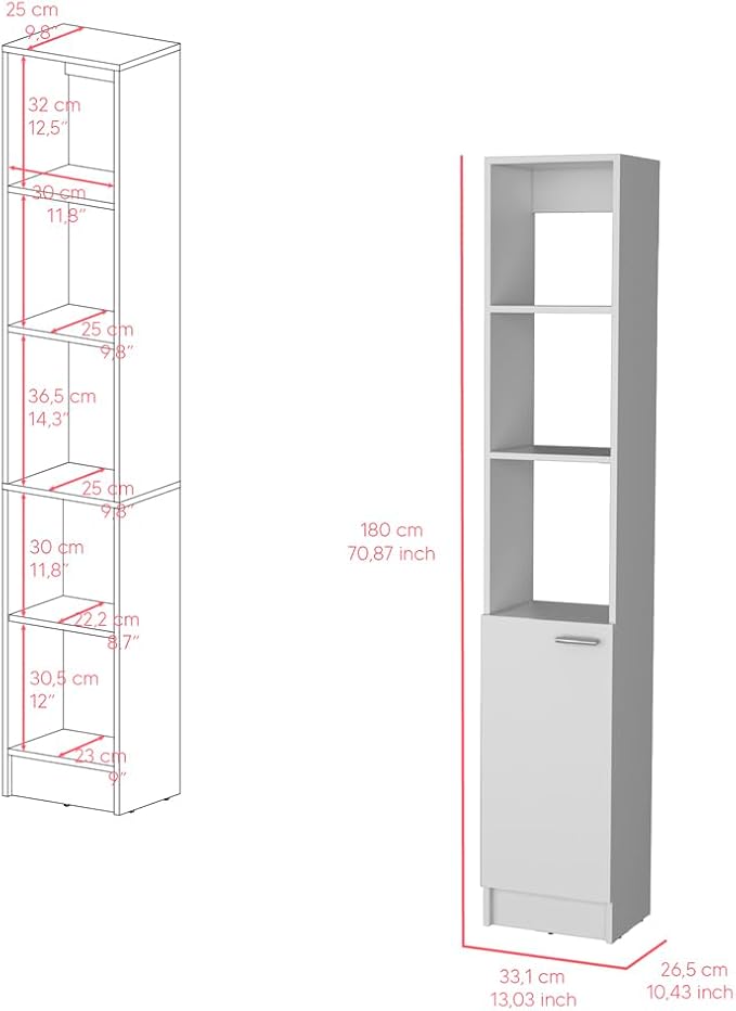 CHARMMA Linen Cabinet Marion, 10.43x13.03x70.87in - Image 7