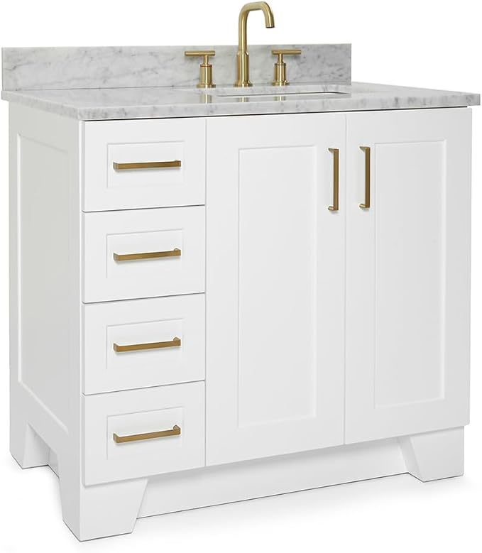 ARIEL Taylor 37 Inch White Bathroom Vanity - Image 5
