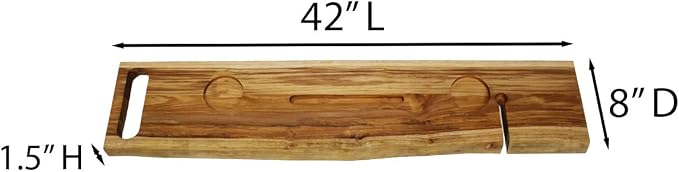 EcoDecors Eleganto 42" Live Edge Solid Teak Bath Caddy Tray - Image 3