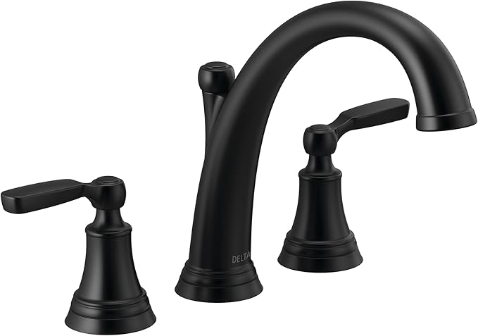 Delta Woodhurst Roman Tub Faucet, Matte Black Deck Mount Bathtub Faucet by DeltaFaucet