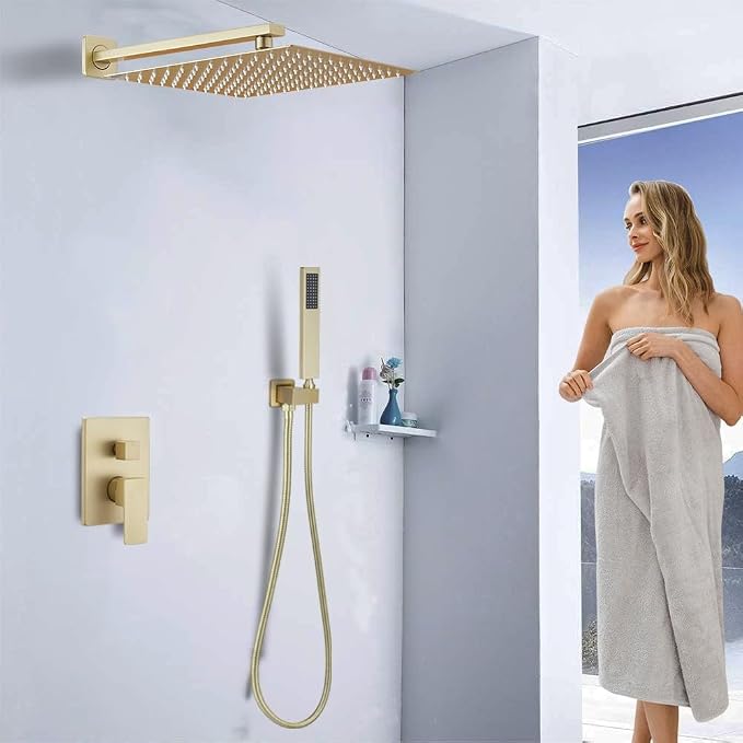 Shower Faucet Set 16 Inch Wall Mount Rain Shower System, All Metal Shower - Image 2