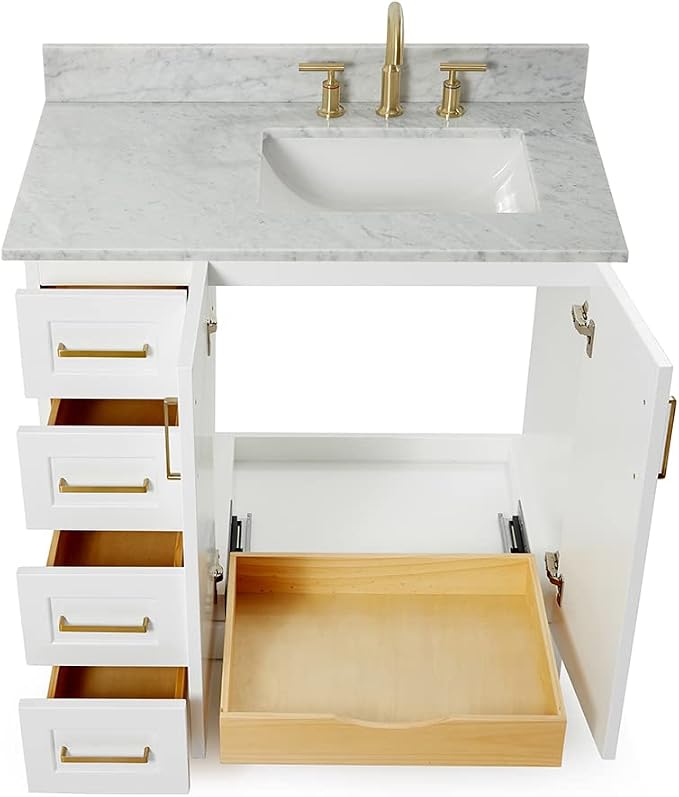 ARIEL Taylor 37 Inch White Bathroom Vanity - Image 3