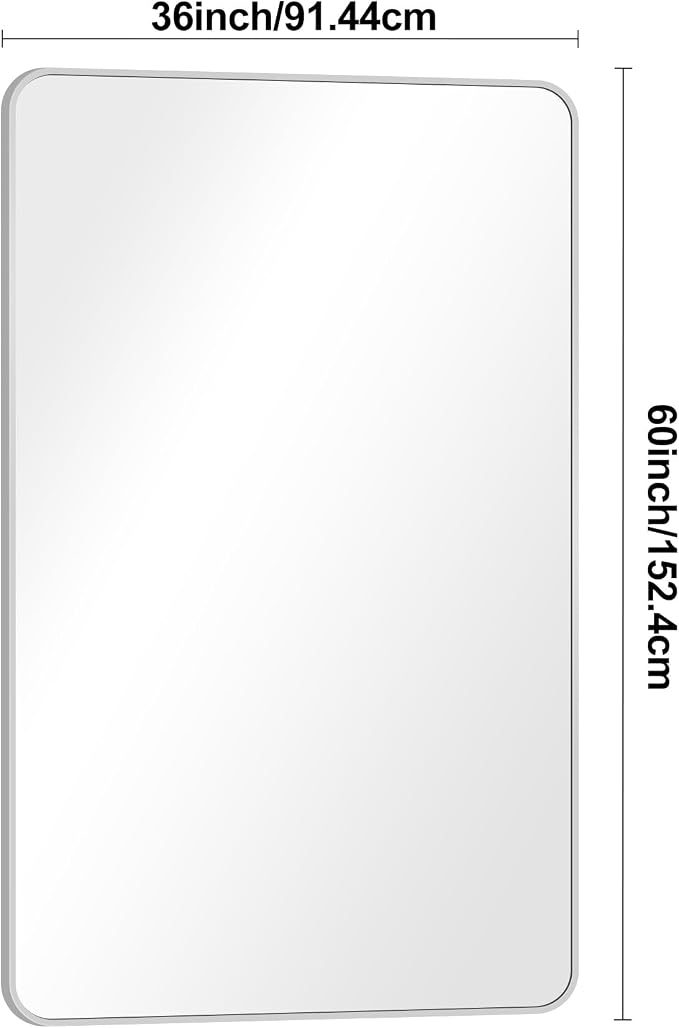 BONEWEI Silver Bathroom Mirror, 60x36 inch Wall Mirror - Image 7