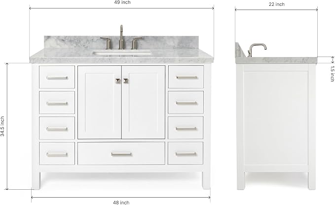 ARIEL Cambridge 49" White Bathroom Vanity - Image 2