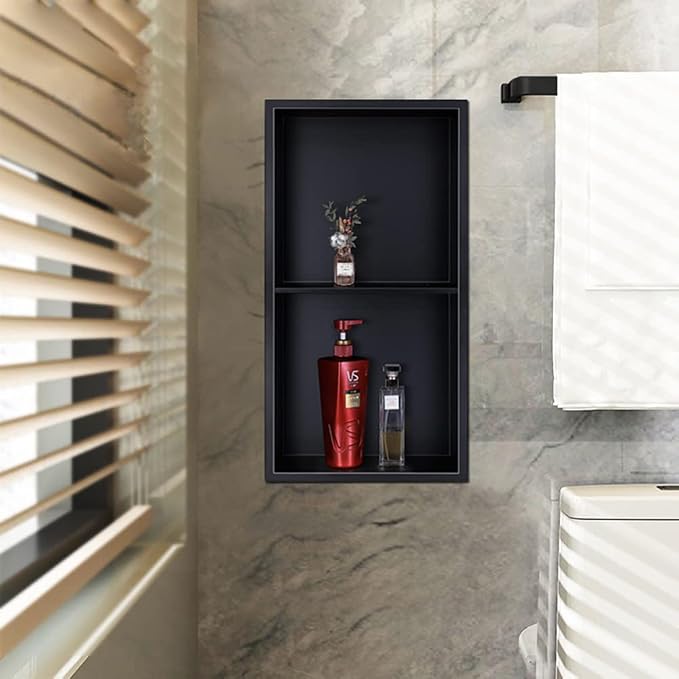 Neodrain No Tile Shower Niche, Stainless Steel Wall Niche 13.1"X25.1", Two-Tier - Image 7
