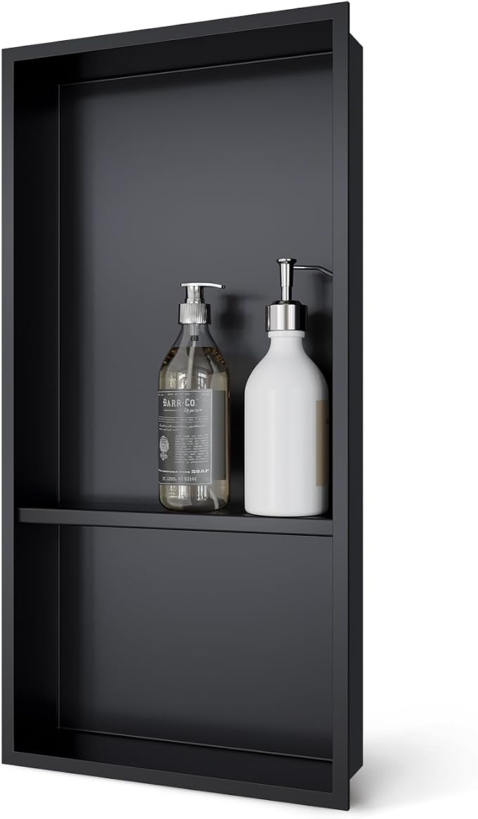 24x12 Shower Niche, No Tile Needed Insert, 304 Stainless Steel, Sloped Base by Merranox