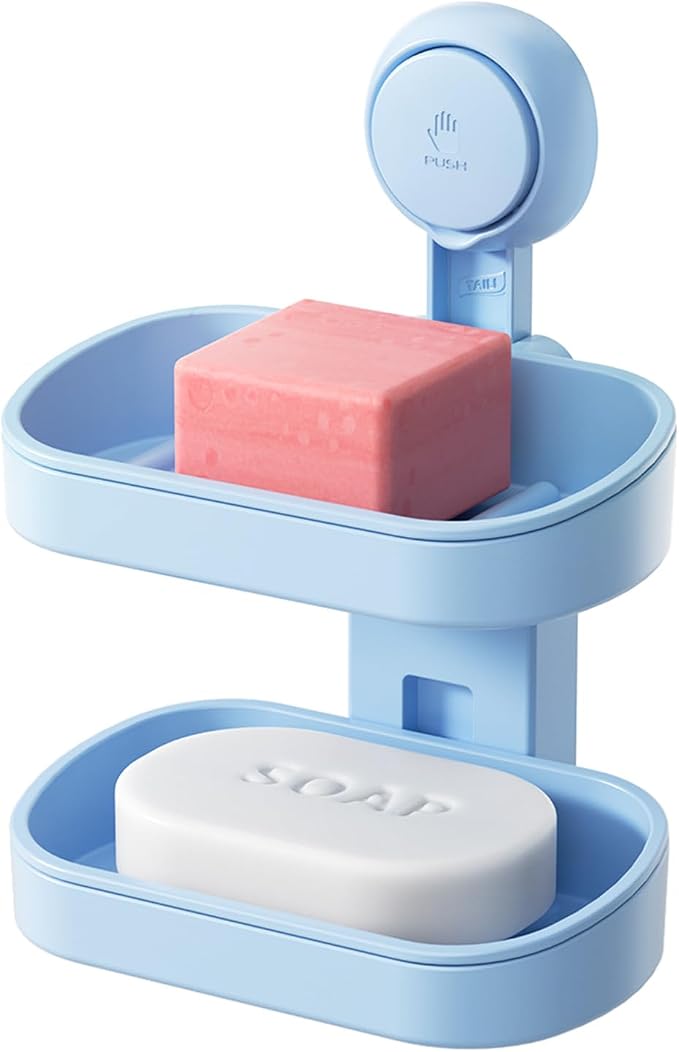 TAILI Double Layer Soap Dish Holder Suction Cup, Strong Sponge Holder by TAILI