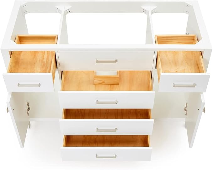 ARIEL Bristol 54" White Bathroom Vanity Base Cabinet, Single Sink Configuration - Image 5