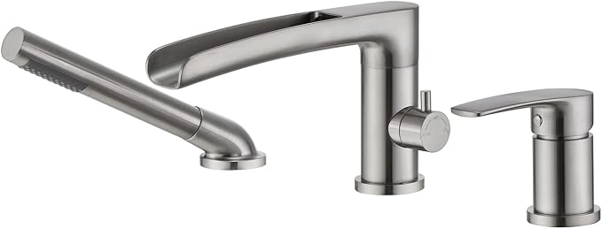 Waterfall Roman Tub Faucet Brushed Nickel Deck Mount Bathtub Faucets Brass Tub by wowkksanitaryware