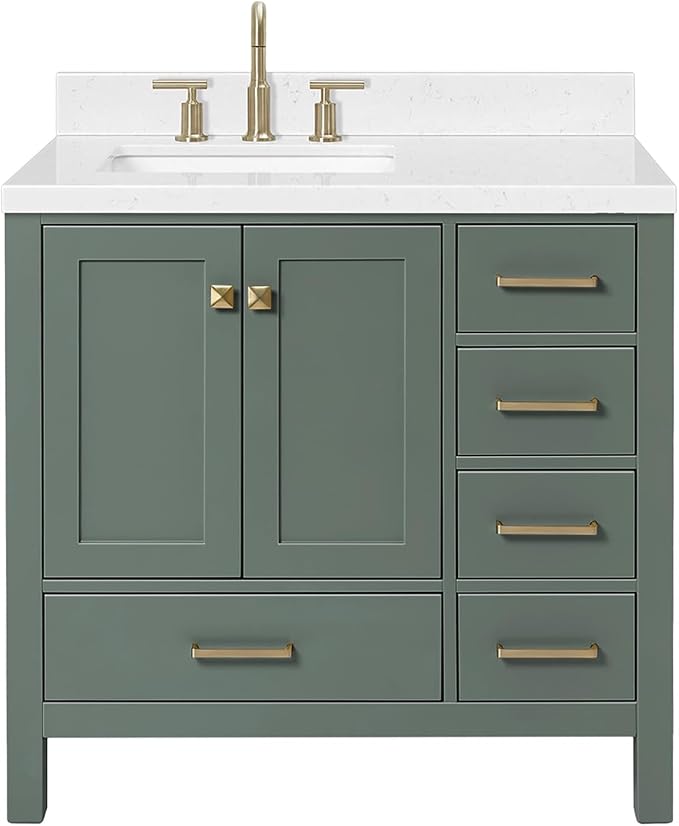 ARIEL Cambridge 36 Inch Single Left Offset Rectangle Sink Bathroom Vanity by Ariel