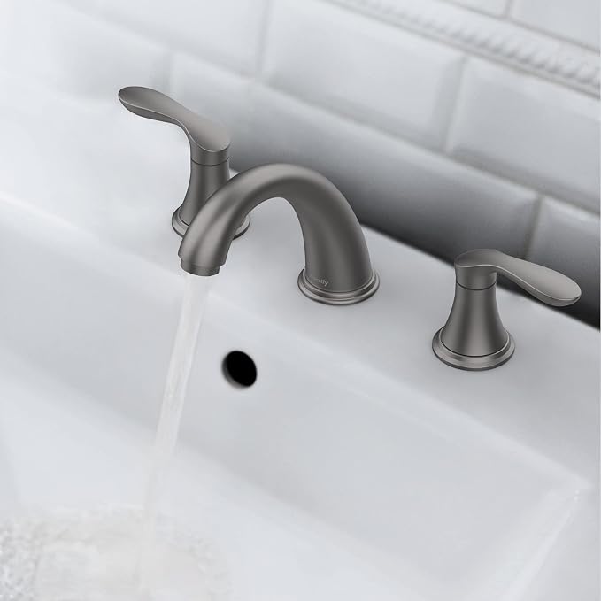 Bathroom Sink Faucet, Faucet for Bathroom Sink, Widespread Gun Grey Bathroom - Image 4