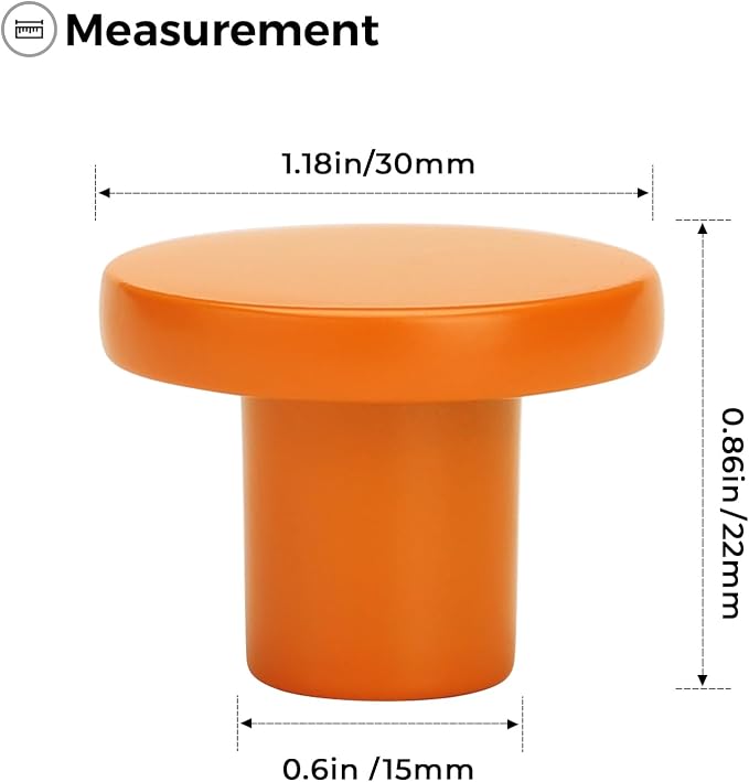Ravinte 1 Pack Cabinet Knobs Orange Kitchen Cabinet Knobs Round Dresser Drawer - Image 3