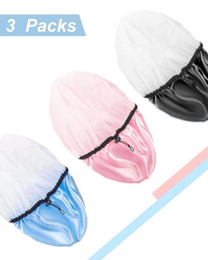 Auban Shower Cap for Women, Adjustable Reusable, Extra Large, Double-Layer - Image 8