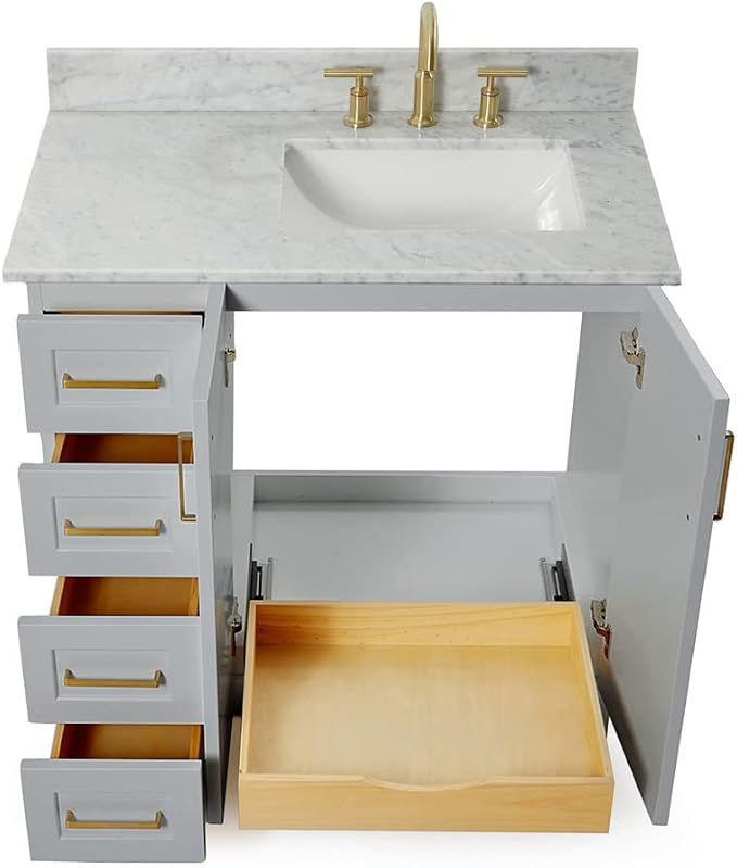 ARIEL Taylor 37 Inch Grey Bathroom Vanity - Image 5