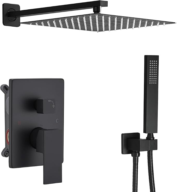 Rainfall Shower System Matte Black Shower Faucet Set by ANNAZOMBATHROOM