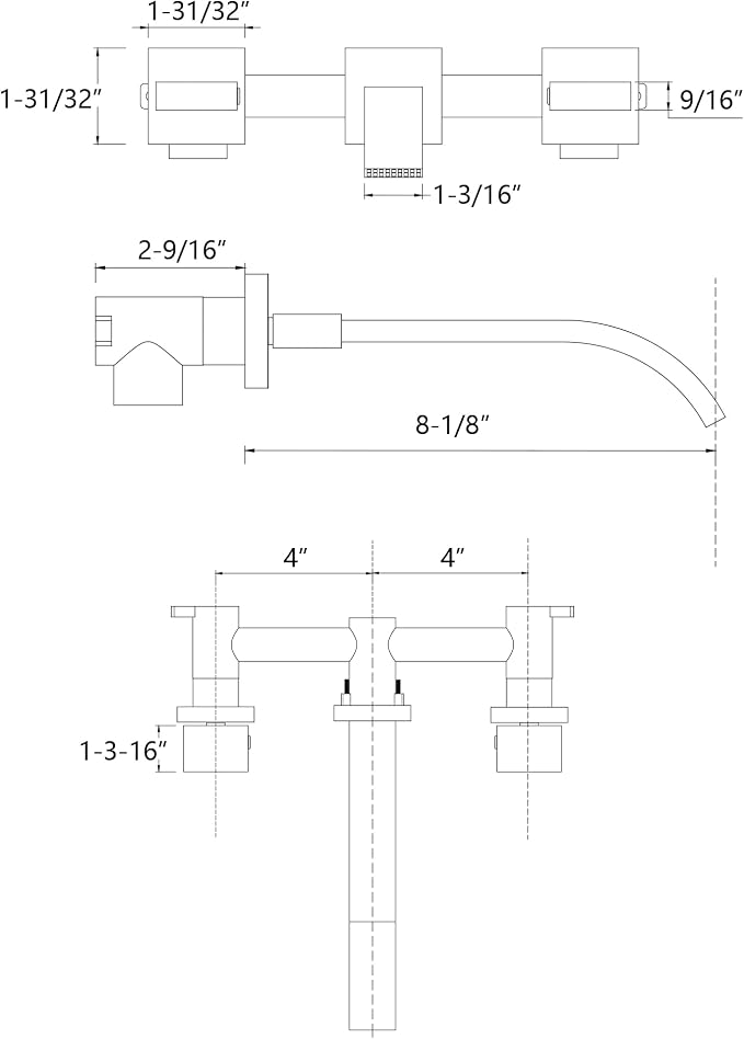 Sumerain Wall Mount Lavatory Faucet Two Handle Bathroom Faucet Brass Chrome - Image 7