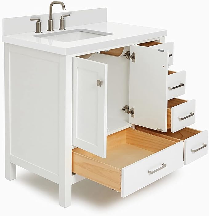 ARIEL Cambridge 37 Inch White Bathroom Vanity - Image 5