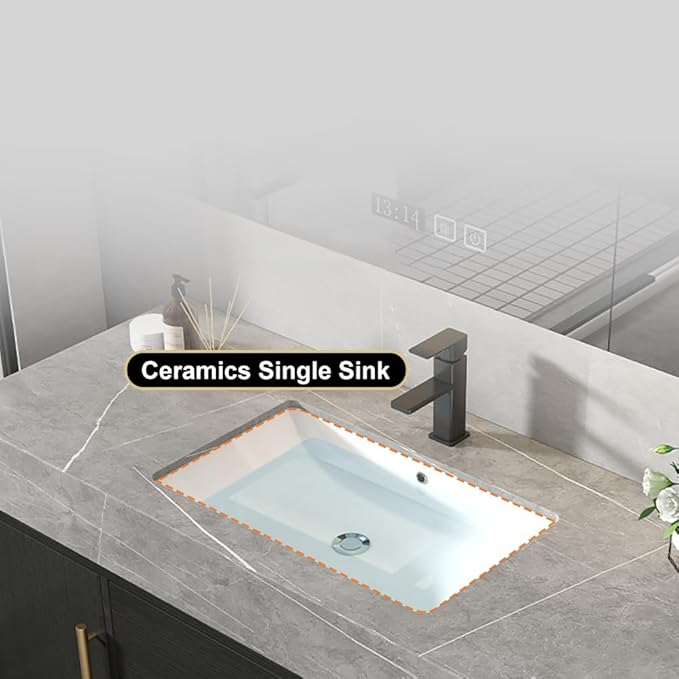 Bathroom Vanity with Sink 39" Floating Bathroom Vanity Sintered Stone Modern - Image 5