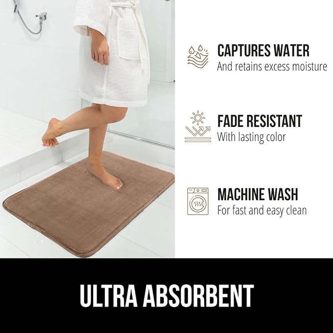 GORILLA GRIP Memory Foam Bath Mat, Soft Absorbent Velvet Bathroom Mats - Image 5