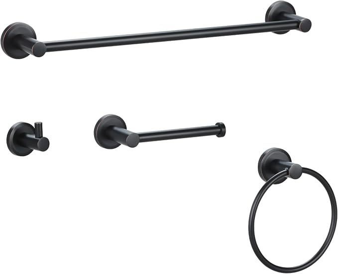 Oil Rubbed Bronze Bathroom Hardware Set 4 Piece Towel bar Adjustable Expandable by Designchangeslife