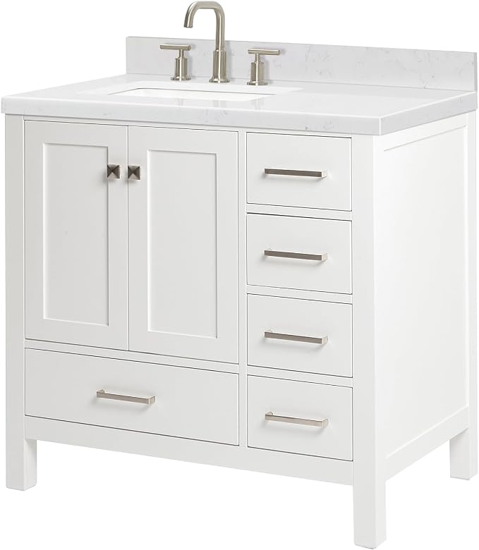 ARIEL Cambridge 36 Inch White Bathroom Vanity - Image 6