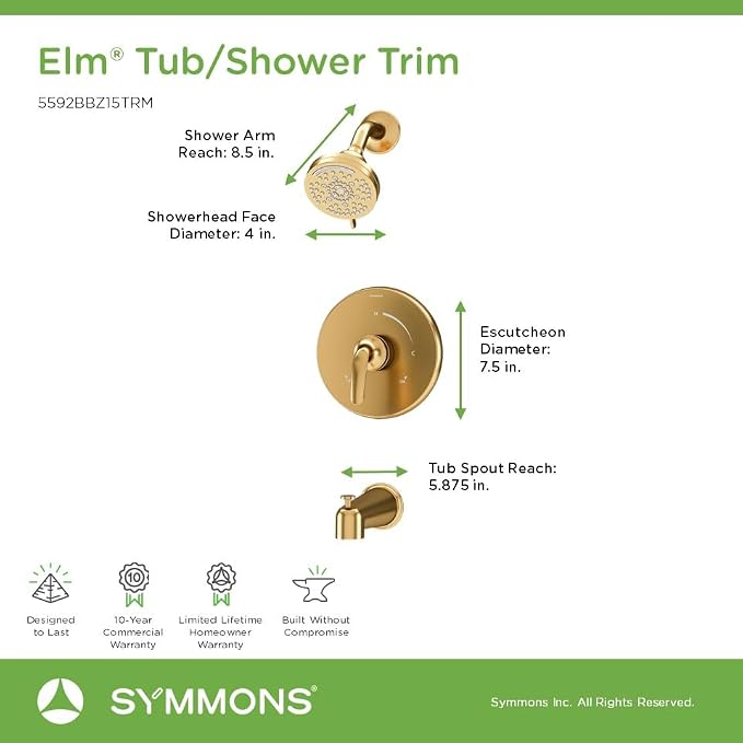 Elm Single Handle Wall Mounted Tub and Shower Trim Kit - Image 3