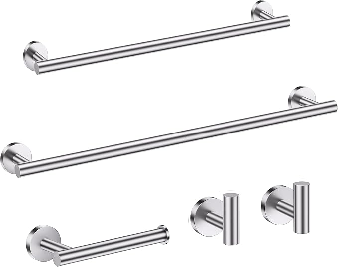 Bathroom Hardware Accessories Set Brushed Nickel Towel Bar Sets Include Double by LairuierBathroomHardwareSet