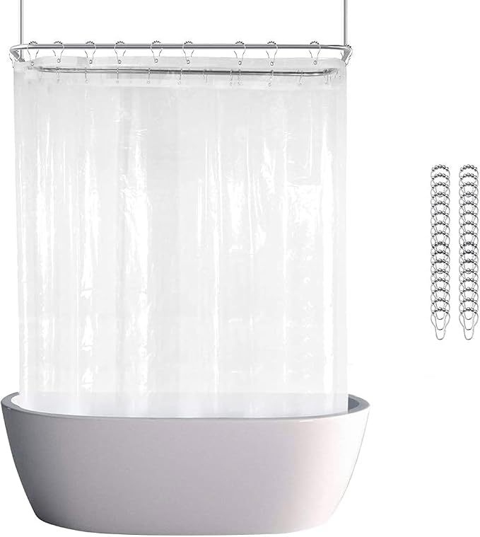 Clawfoot Tub Shower Curtain 180x60 Inch Clear Liner All Warp Around Extra Wide by De-Mediocre