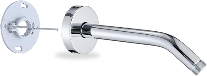 8 Inch Shower Arm with Flange and Stabilizer Bracket, Wall Mounted Shower Pipe by RAINREVIVE