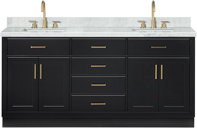ARIEL Hepburn 73 in. Double Rectangle Sink Vanity - Image 2