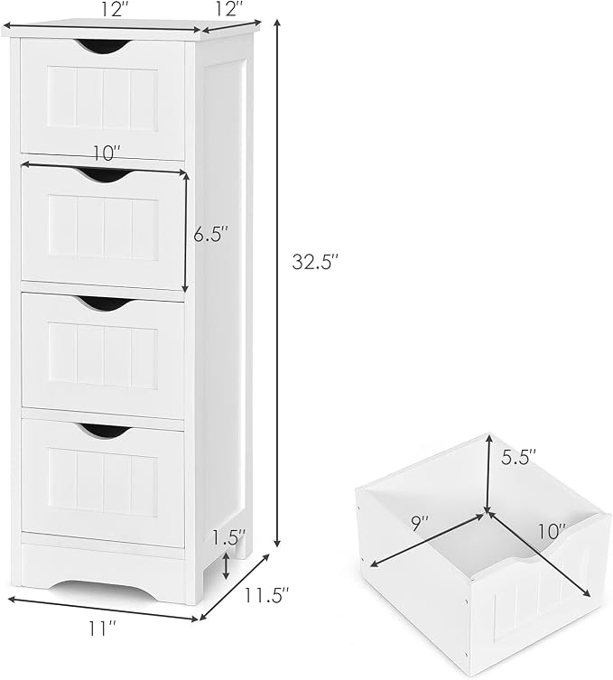 Tangkula Floor Cabinet Wooden Storage Cabinet Home Office Living Room Bathroom - Image 3