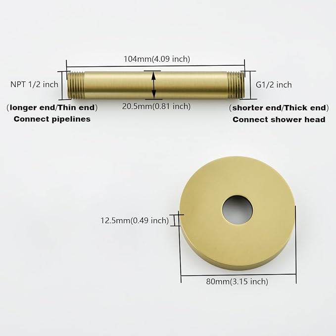 RANDOM Shower Arm with Flange, Brushed Gold.RD91038-4BG - Image 8