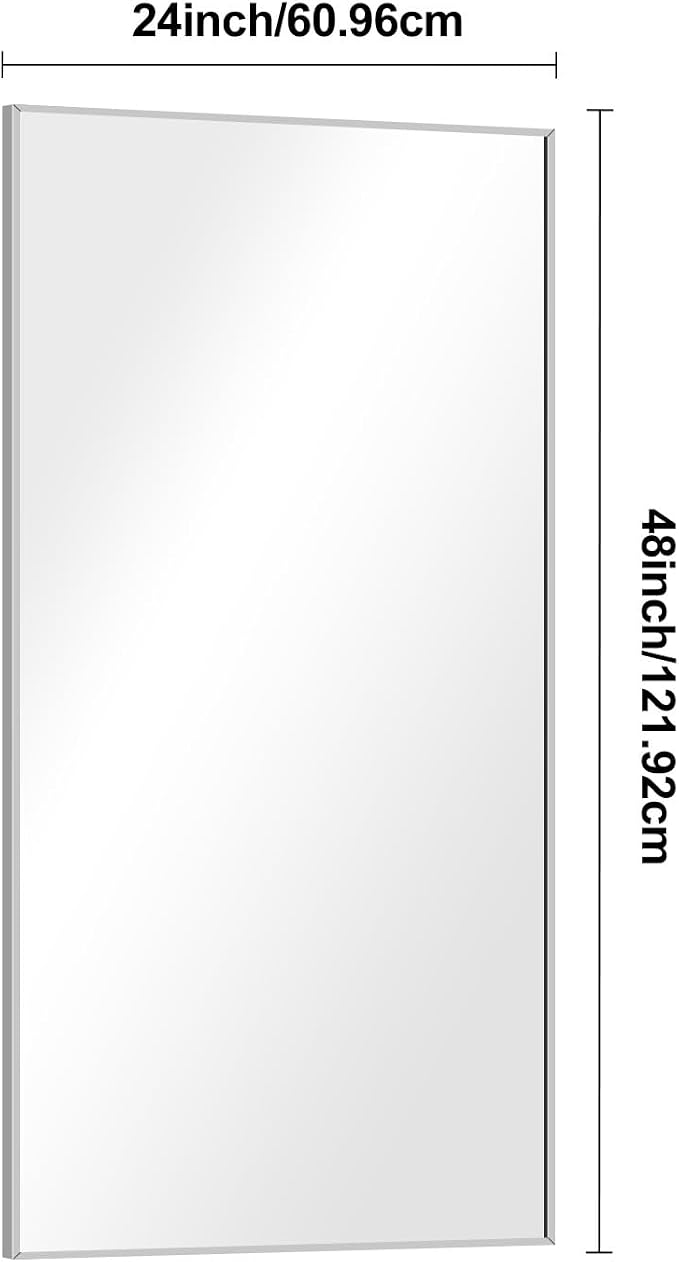 BONEWEI Silver Bathroom Mirror, 24x48 inch Wall Mirror - Image 7