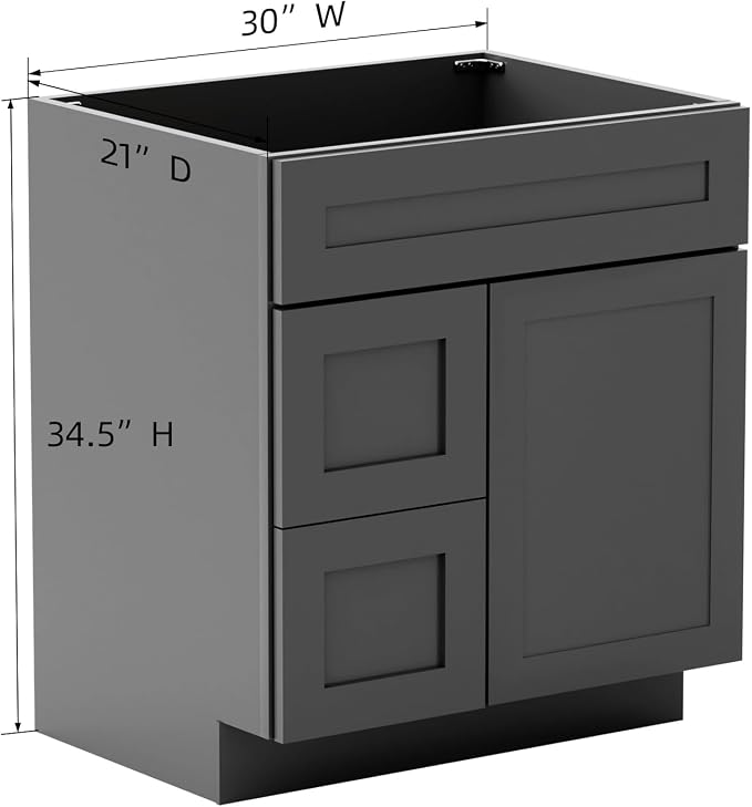 KitchenMan Bathroom Vanity 30 Inch Unassembled Sink Cabinet - Image 2