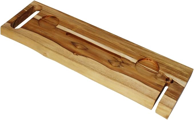 EcoDecors Eleganto 30" Live Edge Solid Teak Bath Caddy Tray by EcoDecors