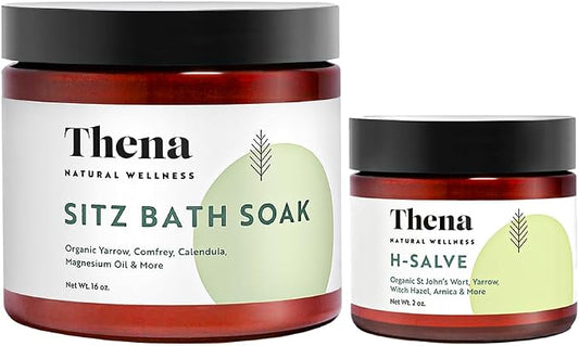 Organic Hemorrhoid Salve & Sitz Bath Soak Bundle – Comprehensive Relief by ThenaNaturalWellness
